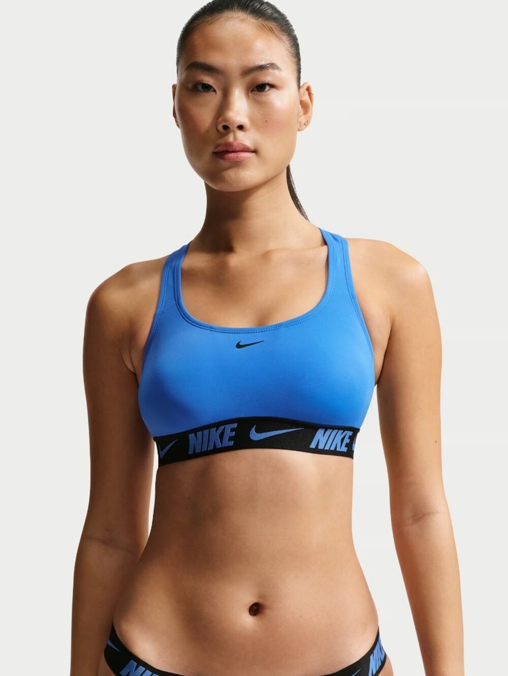 Nike Women's Blue Logo Tape Racerback Bikini Top New Sz Large